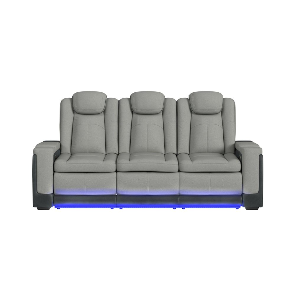 Power Motion Sofa Power Headrest, Led, PWS in Rocky Cement/Charcoal. Picture 3