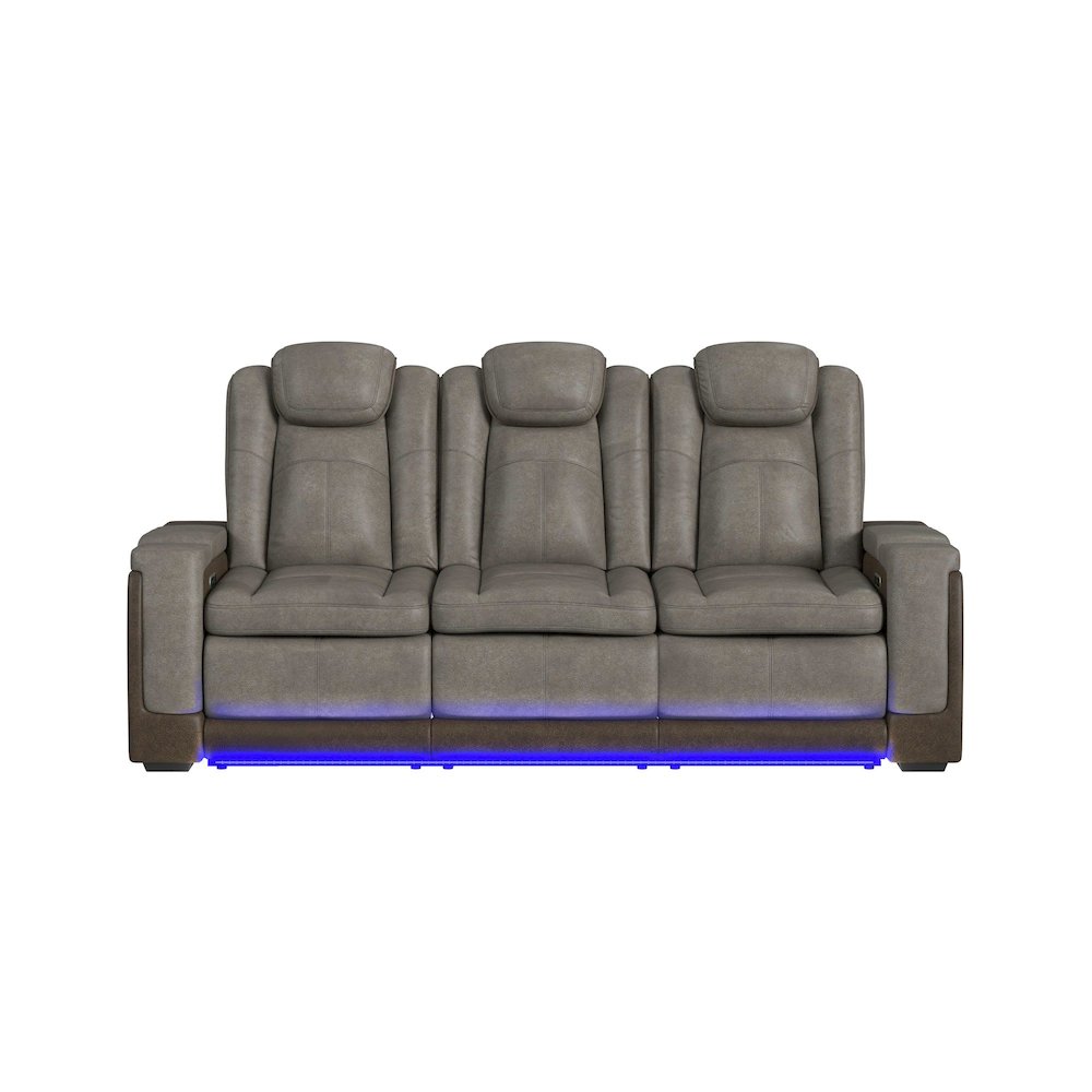 Power Motion Sofa with Power Headrest and PWS in Rocky Grey/Brown. Picture 4