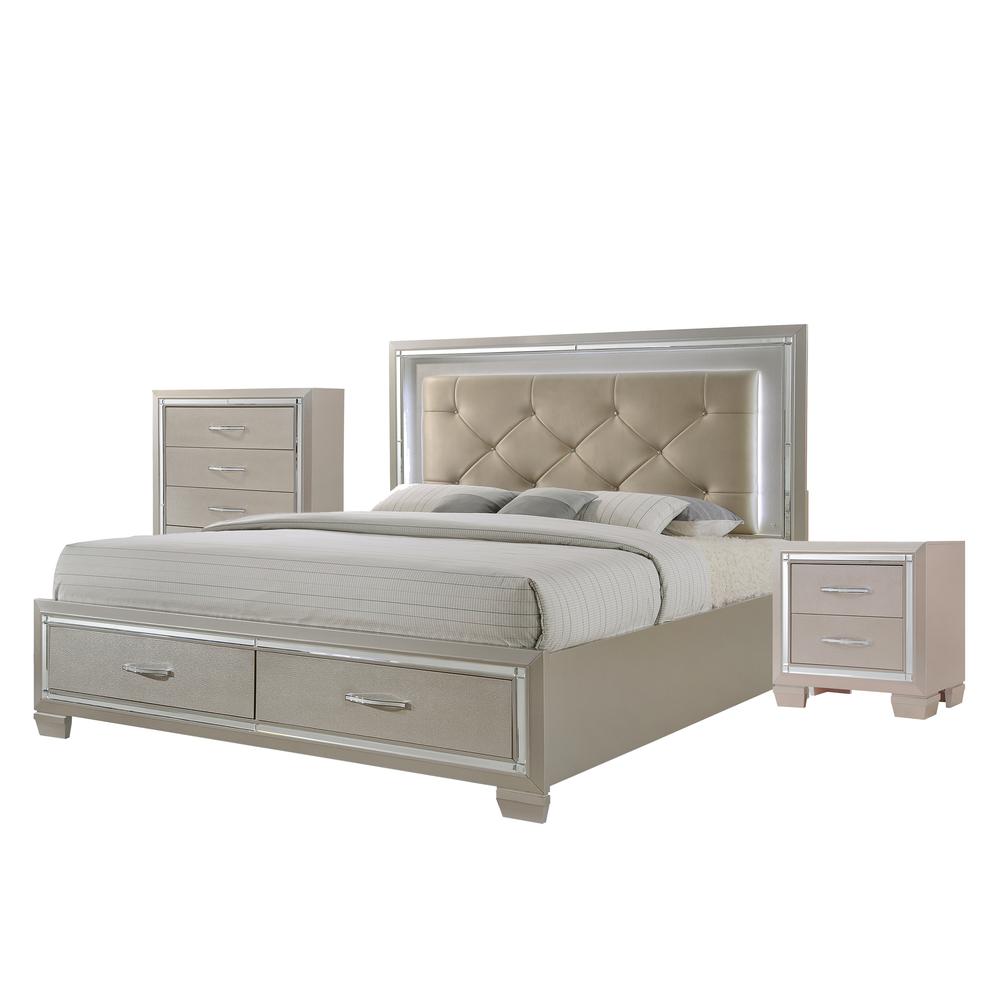 Glamour King Platform Storage  3PC Bedroom Set. Picture 1