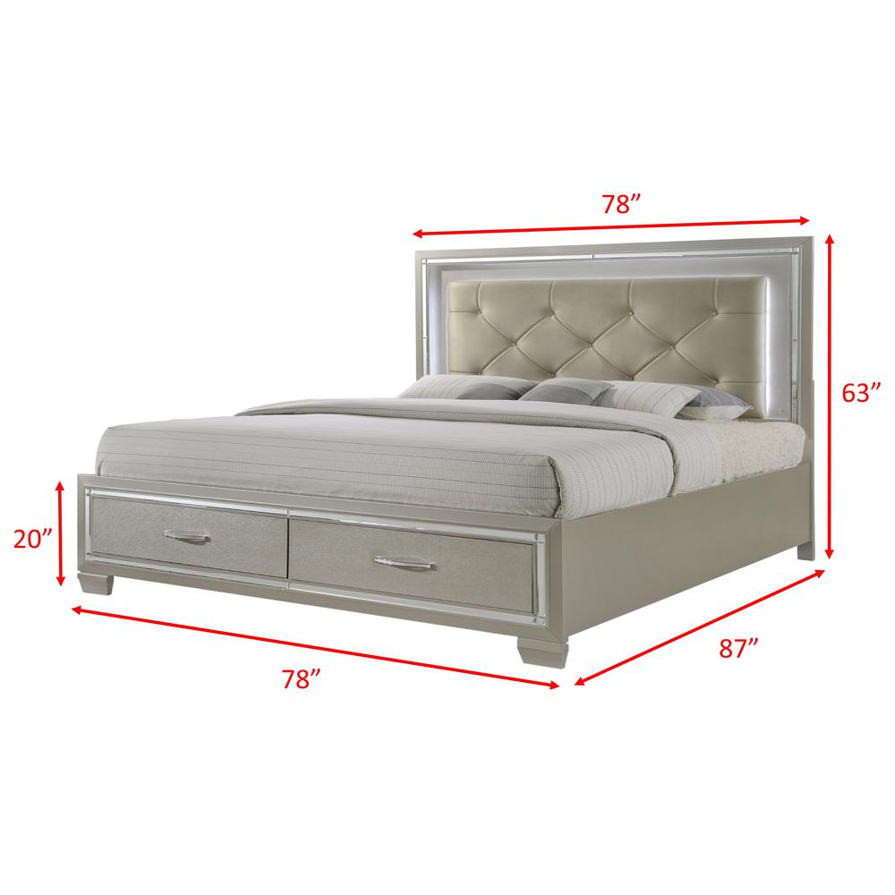 Glamour King Platform Storage  3PC Bedroom Set. Picture 7