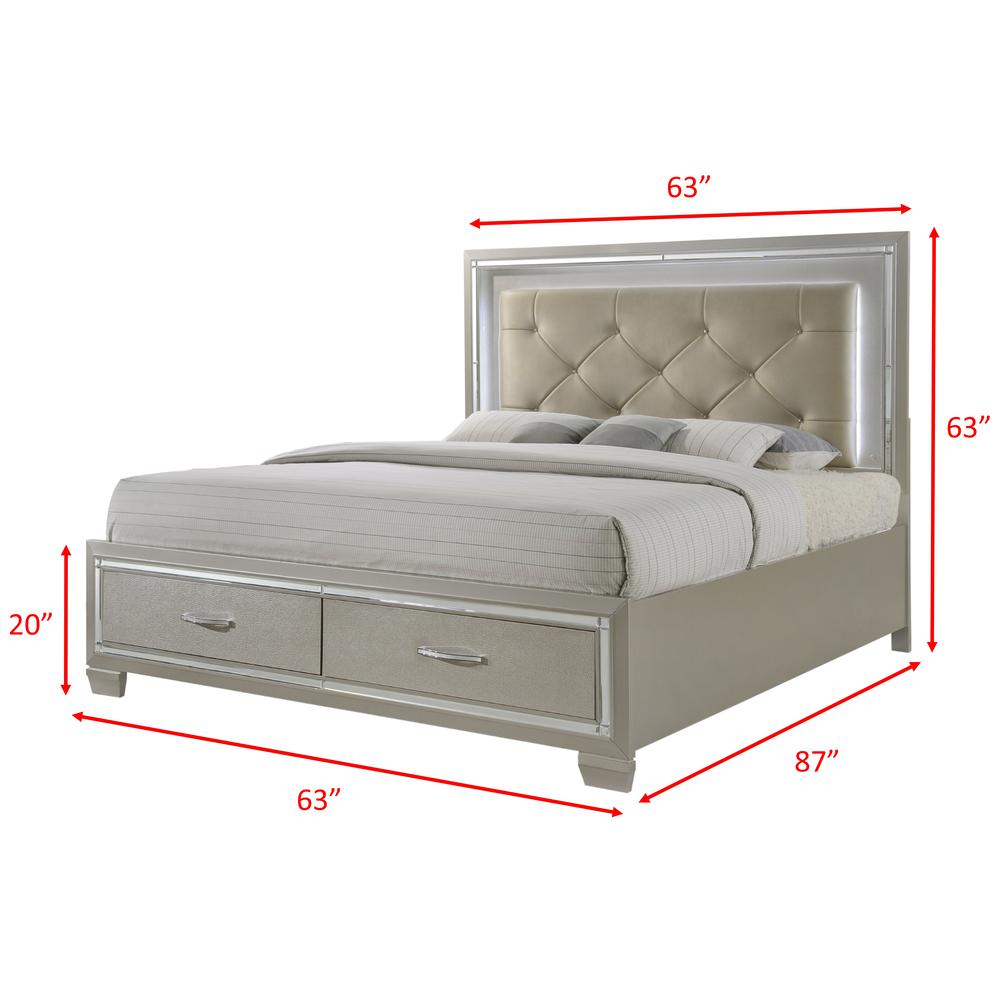 Glamour Queen Platform Storage  3PC Bedroom Set. Picture 7