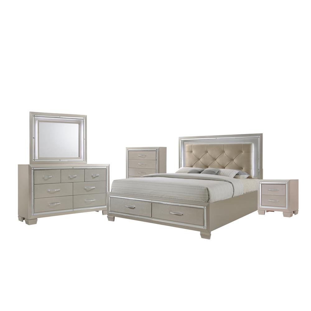 Glamour Queen Platform Storage  5PC Bedroom Set. Picture 1
