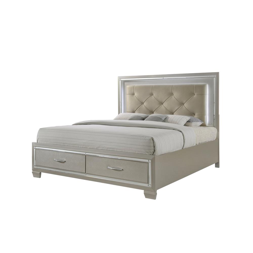 Glamour Queen Platform Storage  5PC Bedroom Set. Picture 12