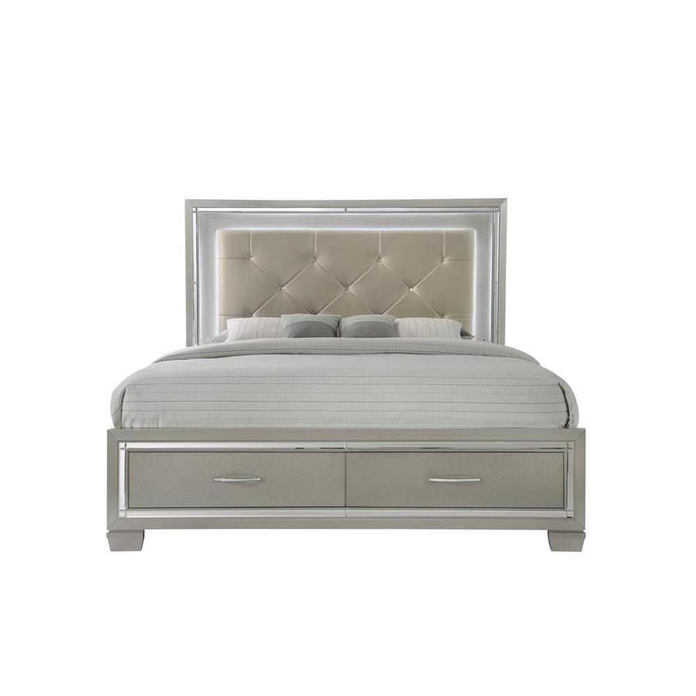 Glamour Queen Platform Storage  5PC Bedroom Set. Picture 15