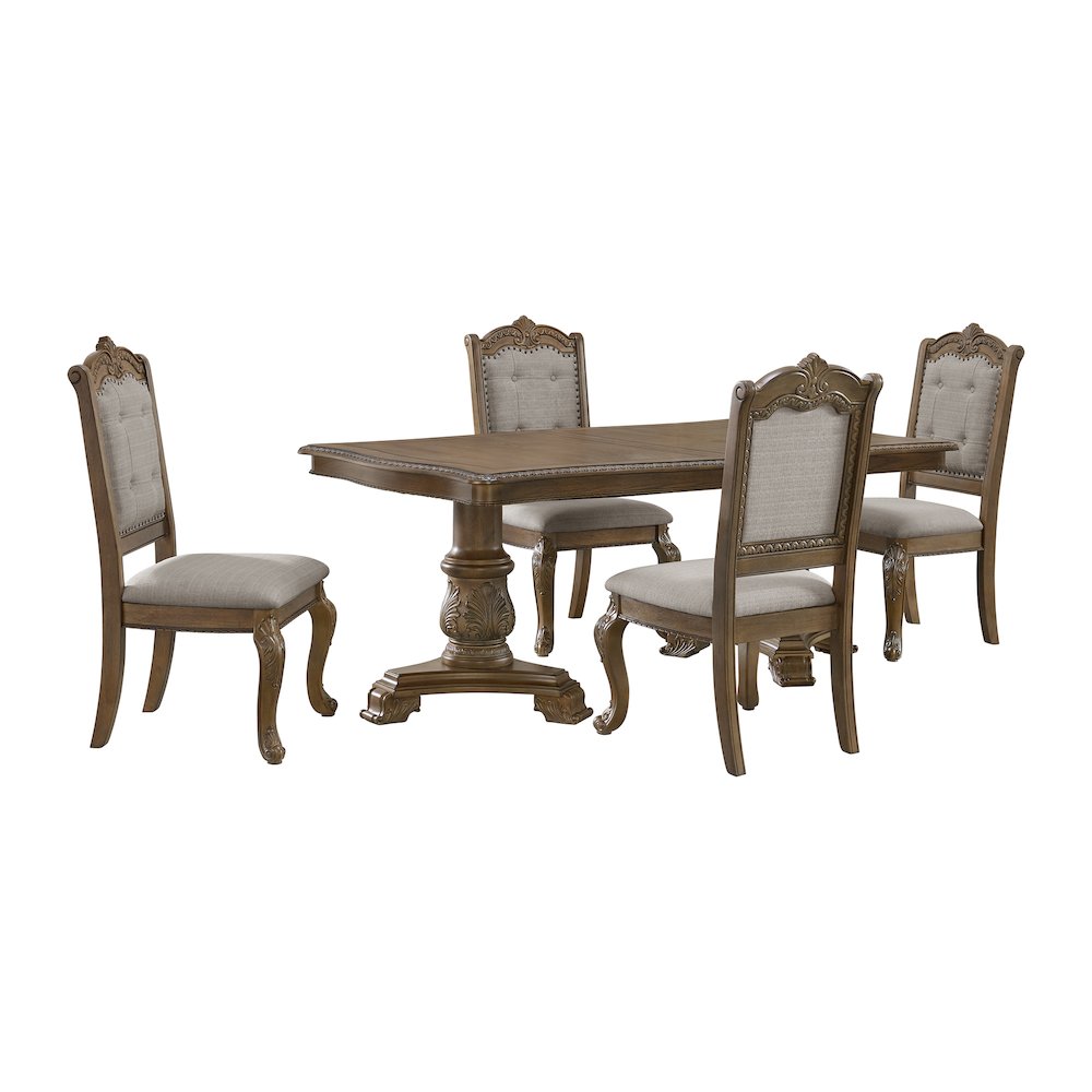 Denali 5PC Standard Height Dining Set in Walnut-Table and Four Chairs. Picture 1