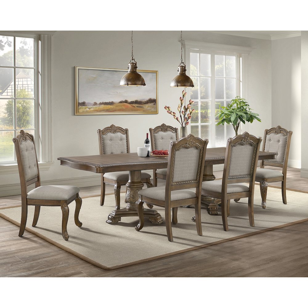Denali 7PC Standard Height Dining Set in Walnut-Table and Six Chairs. Picture 11