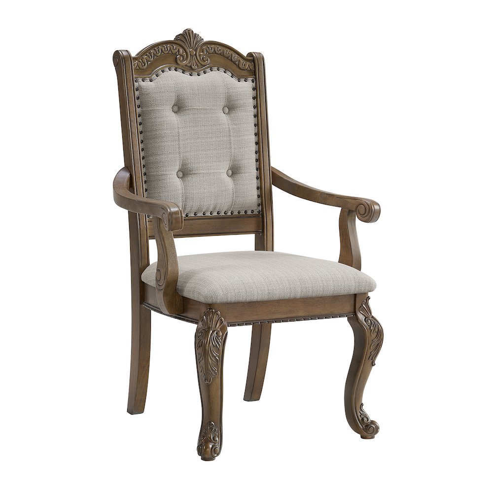 Denali Dining Arm Chair with Beige Fabric in Walnut (2 Per Carton). Picture 2