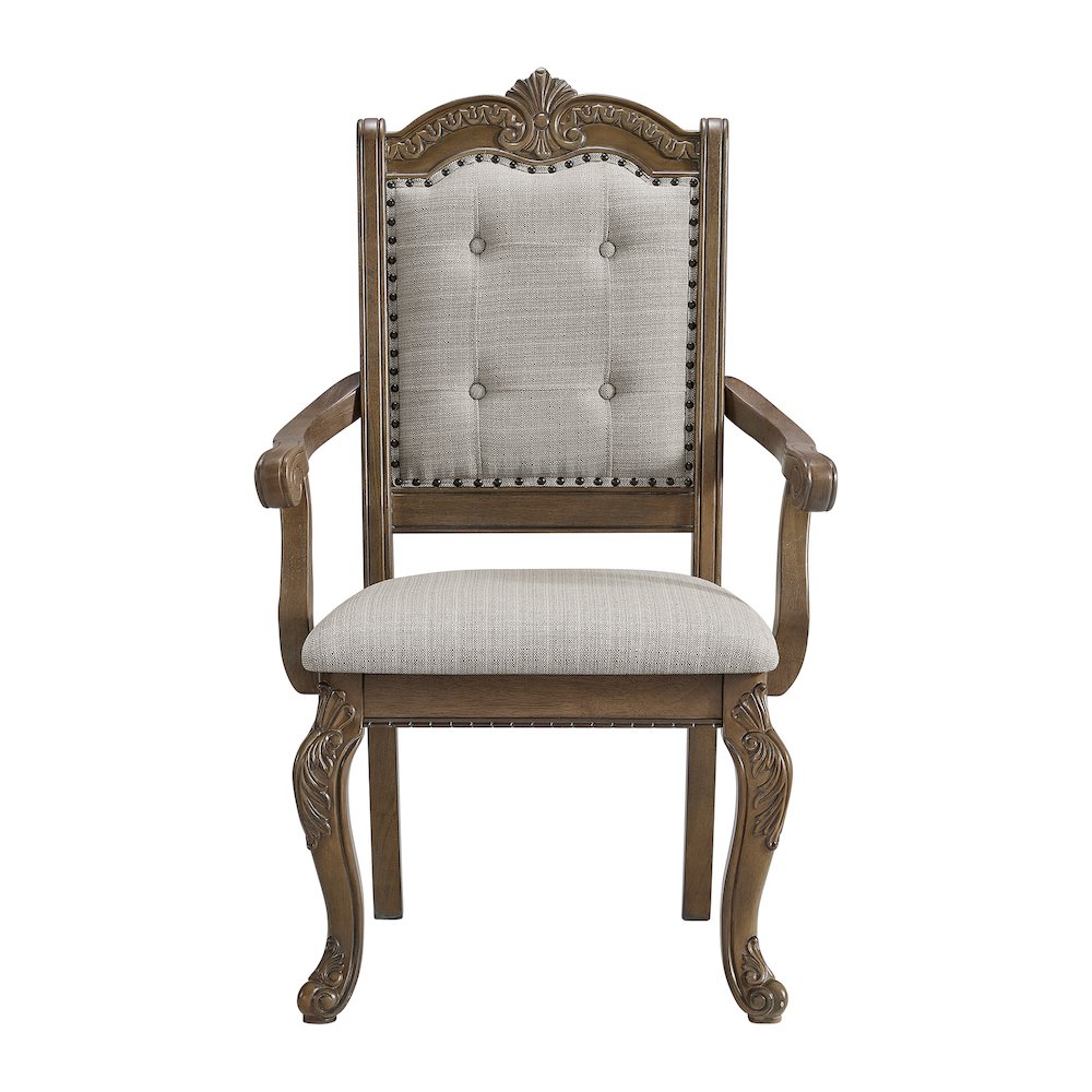 Denali Dining Arm Chair with Beige Fabric in Walnut (2 Per Carton). Picture 3