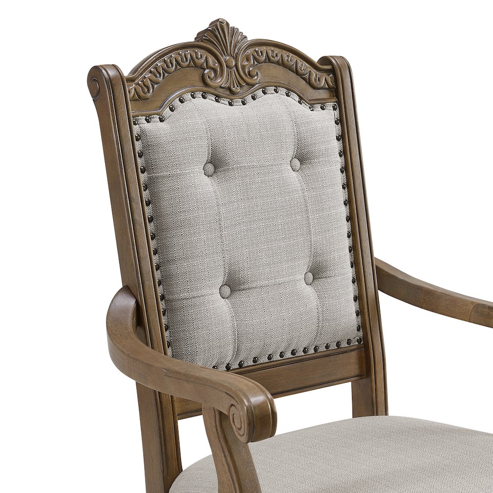 Denali Dining Arm Chair with Beige Fabric in Walnut (2 Per Carton). Picture 4