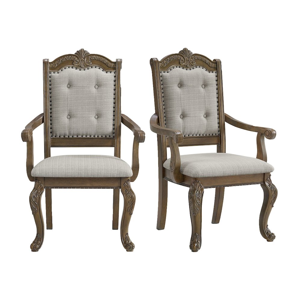 Denali Dining Arm Chair with Beige Fabric in Walnut (2 Per Carton). Picture 1
