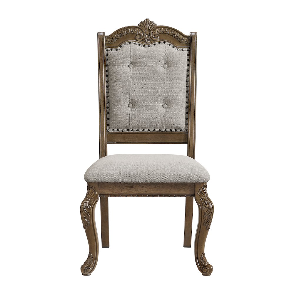 Denali Dining Side Chair with Beige Fabric in Walnut (2 Per Carton). Picture 3