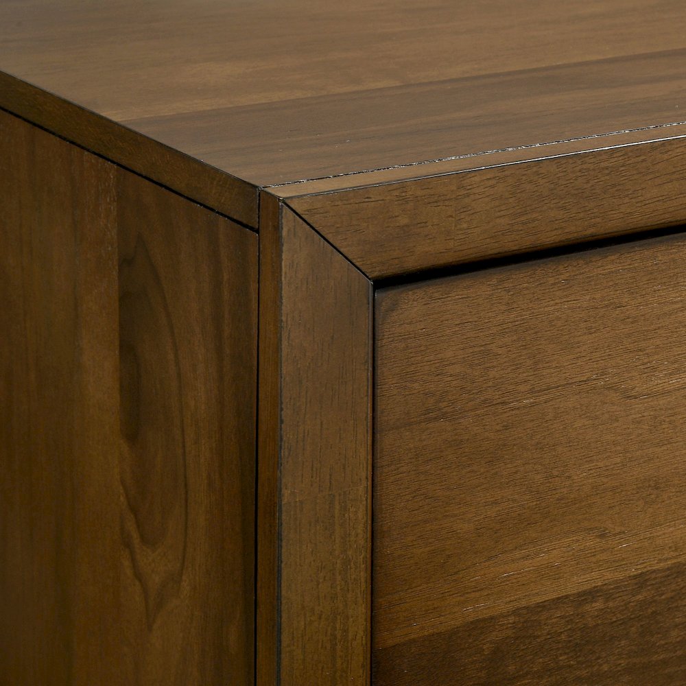 Malibu Bench with Grey Fabric in Walnut. Picture 4