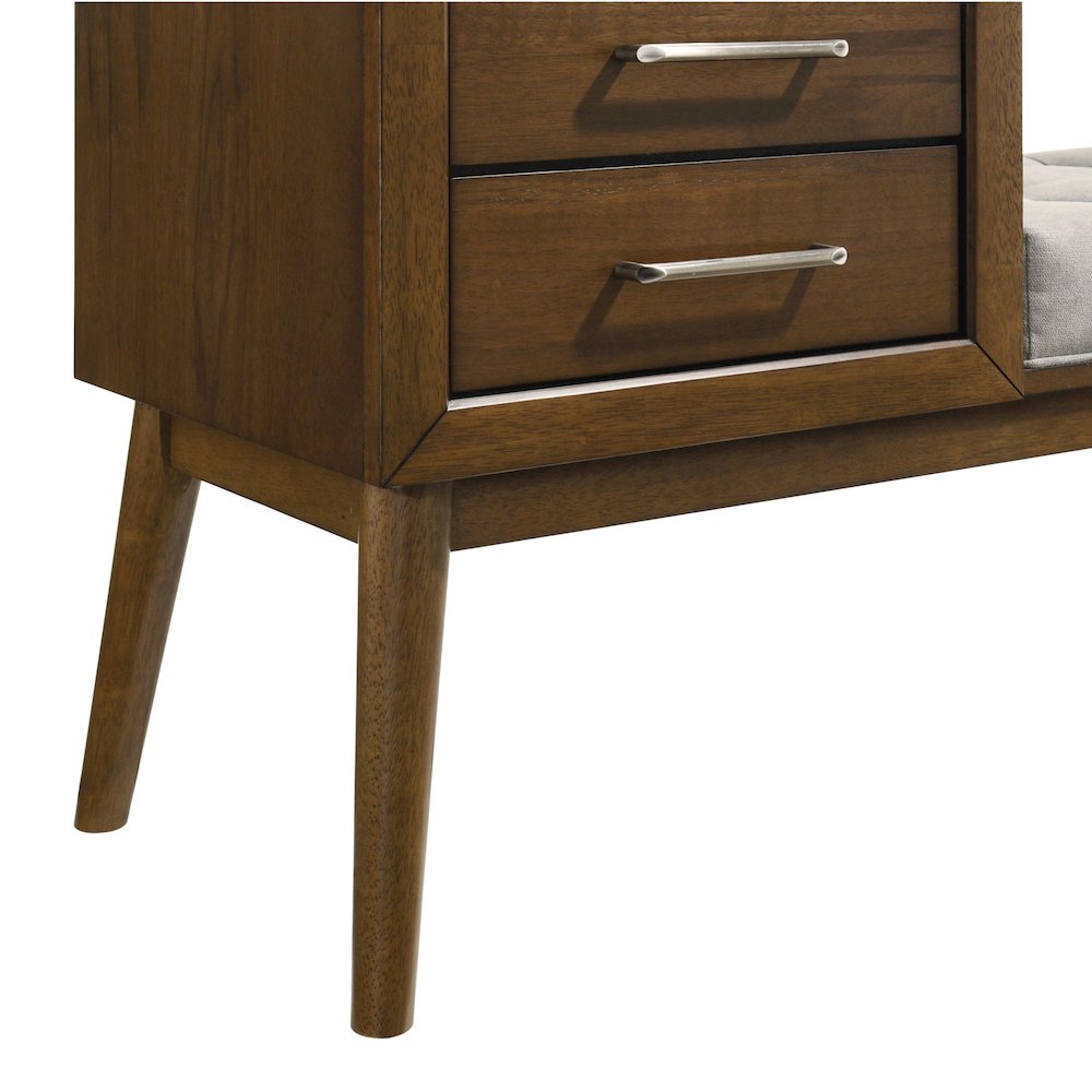 Malibu Bench with Grey Fabric in Walnut. Picture 6