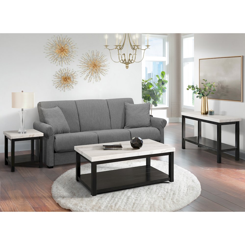 Evie White Marble Square End Table. Picture 5
