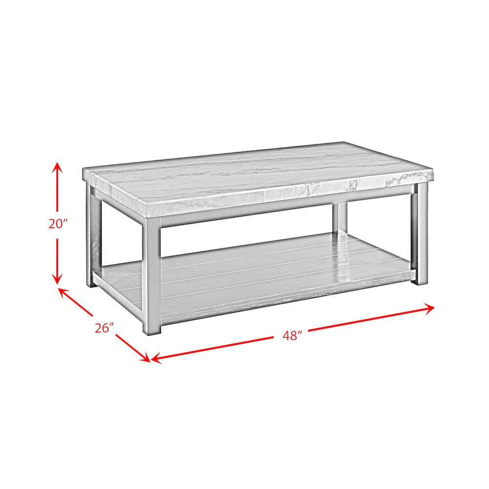 Evie w/ White Top - Rectangular Coffee Table W/Casters. Picture 10