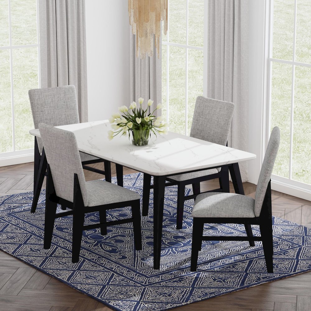 Megan 5PC Standard Height Dining Set in Black-Table and Four Chairs. Picture 3