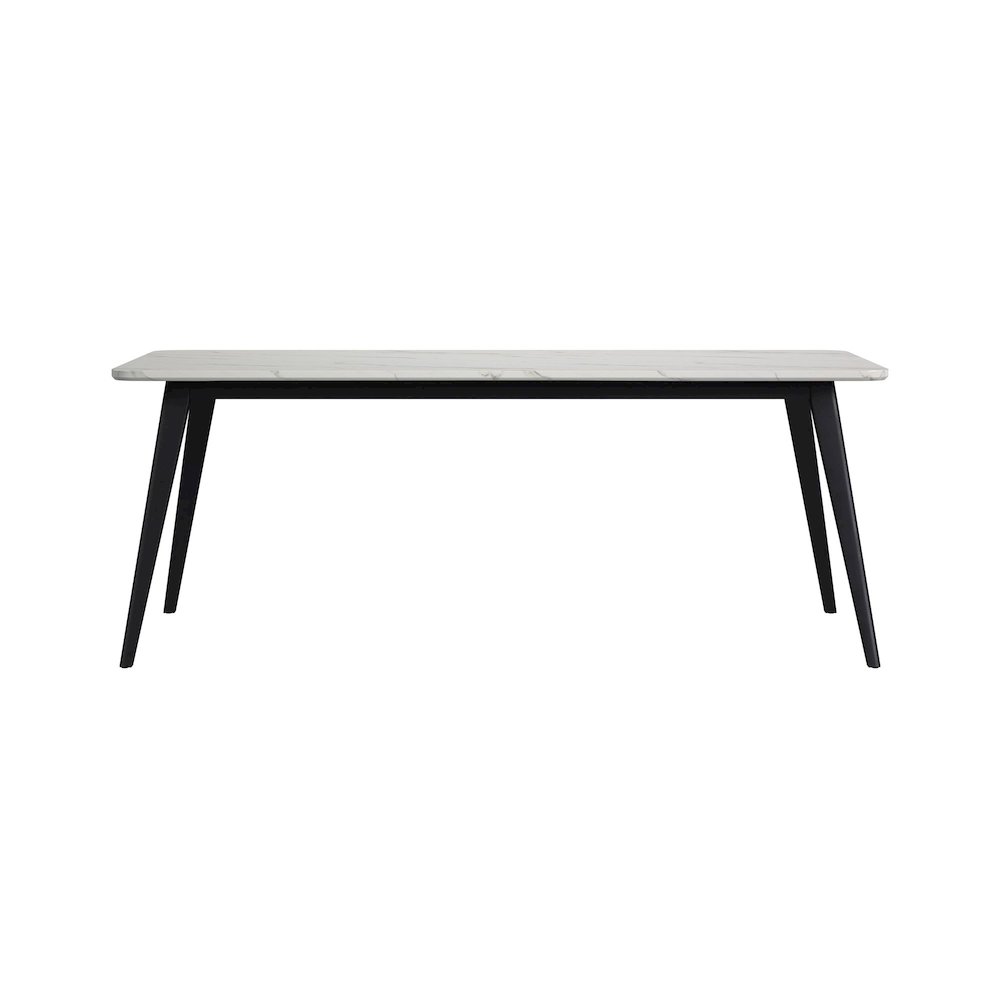 Megan Dining Table with White Faux Marble Top in Black. Picture 2