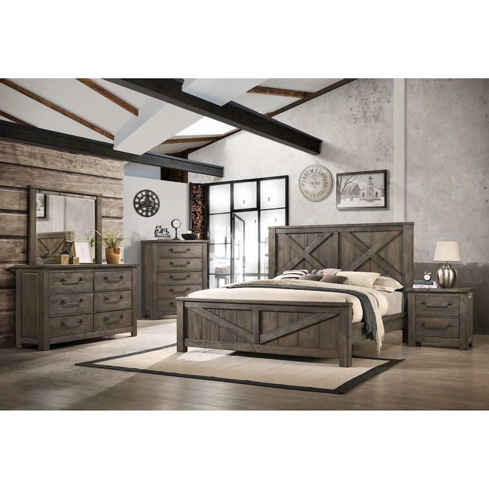Memphis King Panel 3PC Bedroom Set in Grey. Picture 14