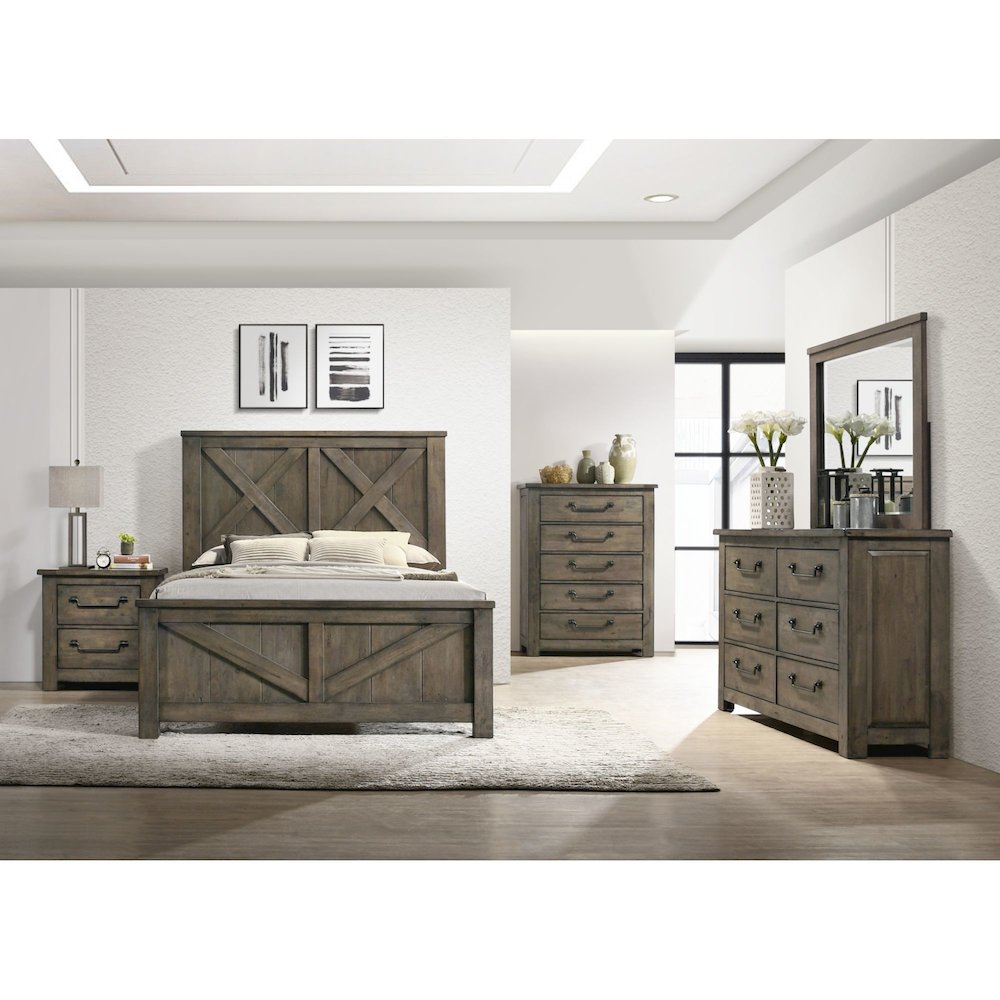 Memphis Queen Panel 3PC Bedroom Set in Grey. Picture 14
