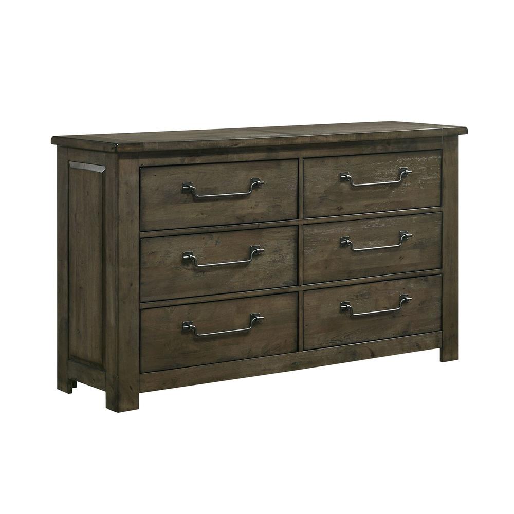 Memphis 6-Drawer Dresser in Grey. Picture 1