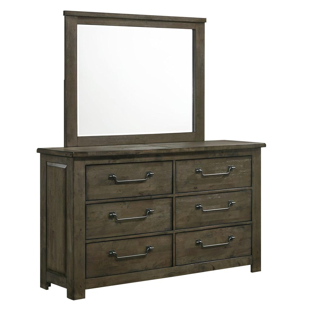 Memphis 6-Drawer Dresser with Mirror Set in Grey. Picture 2
