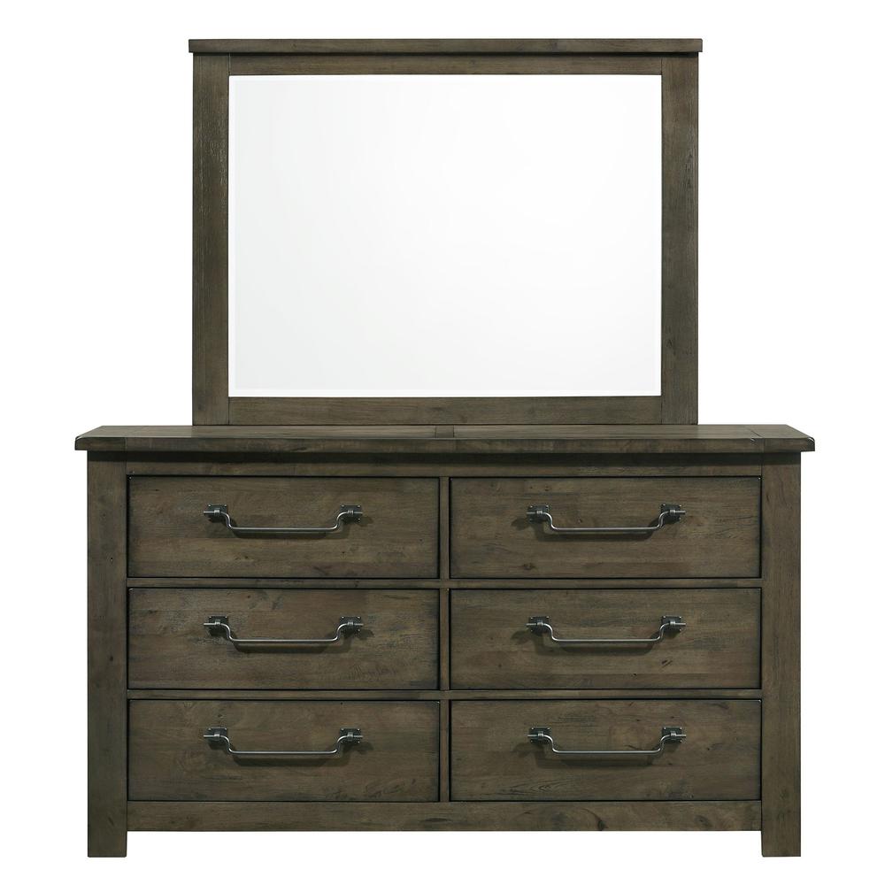 Memphis 6-Drawer Dresser with Mirror Set in Grey. Picture 3