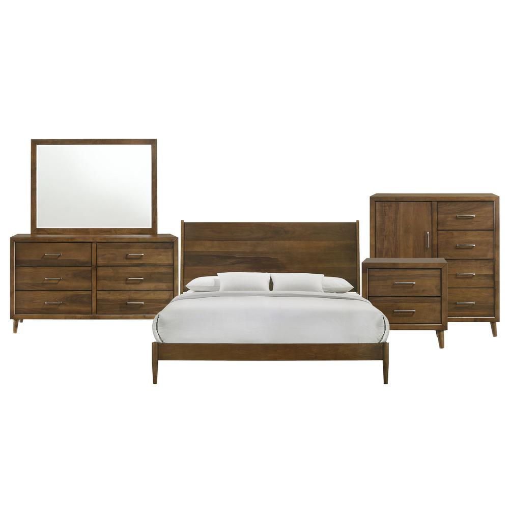 Zuma King Panel 5PC Bedroom Set in Walnut. Picture 1