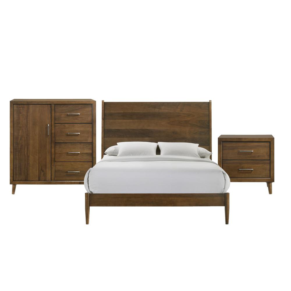 Zuma Queen Panel 3PC Bedroom Set in Walnut. Picture 1