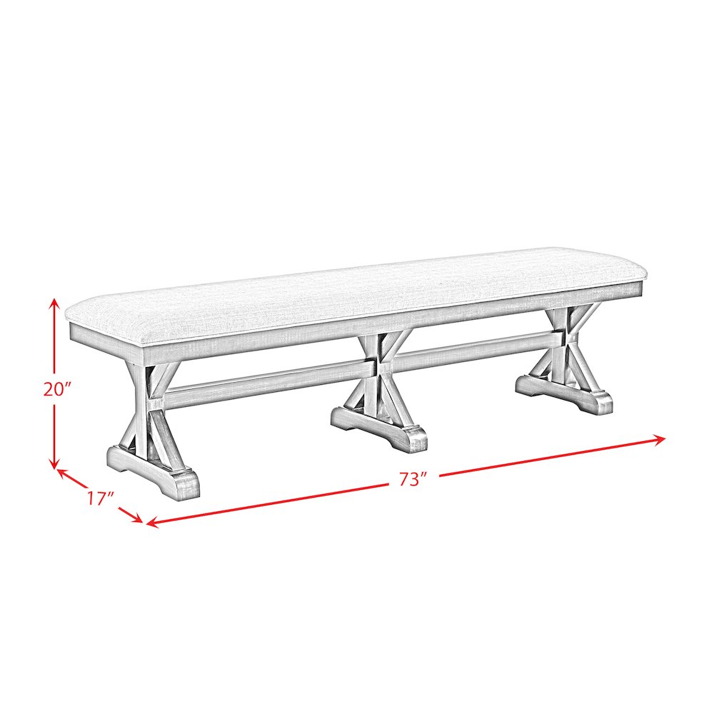 Johnshaven Dining Bench with Light Grey Fabric in Espresso. Picture 5