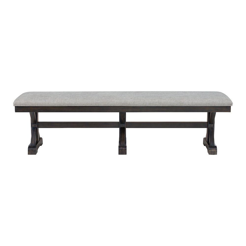 Johnshaven Dining Bench with Light Grey Fabric in Espresso. Picture 3