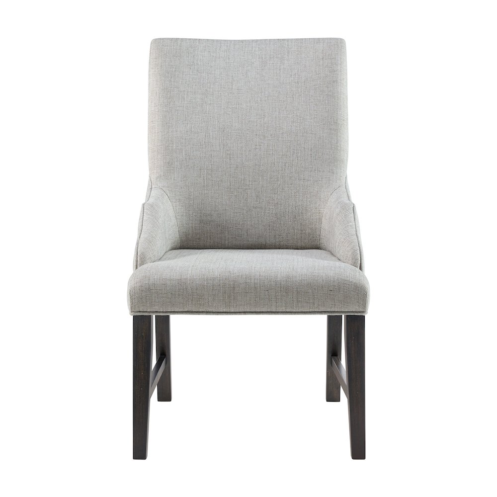 Johnshaven Dining Host Chair with Light Grey Fabric in Espresso. Picture 3