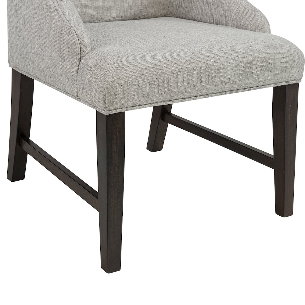 Johnshaven Dining Host Chair with Light Grey Fabric in Espresso. Picture 5