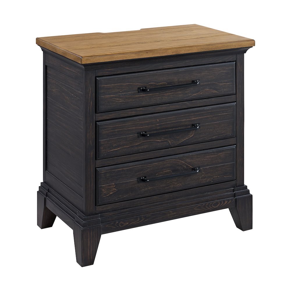 Johnshaven  Nightstand with Charger & Sensor Light in Espresso & Brown. Picture 1