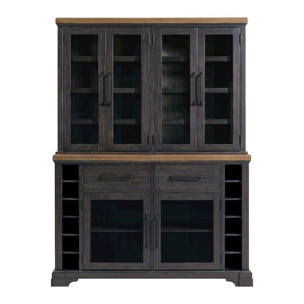 Johnshaven Server and Hutch with LED Light in Espresso and Brown. Picture 6