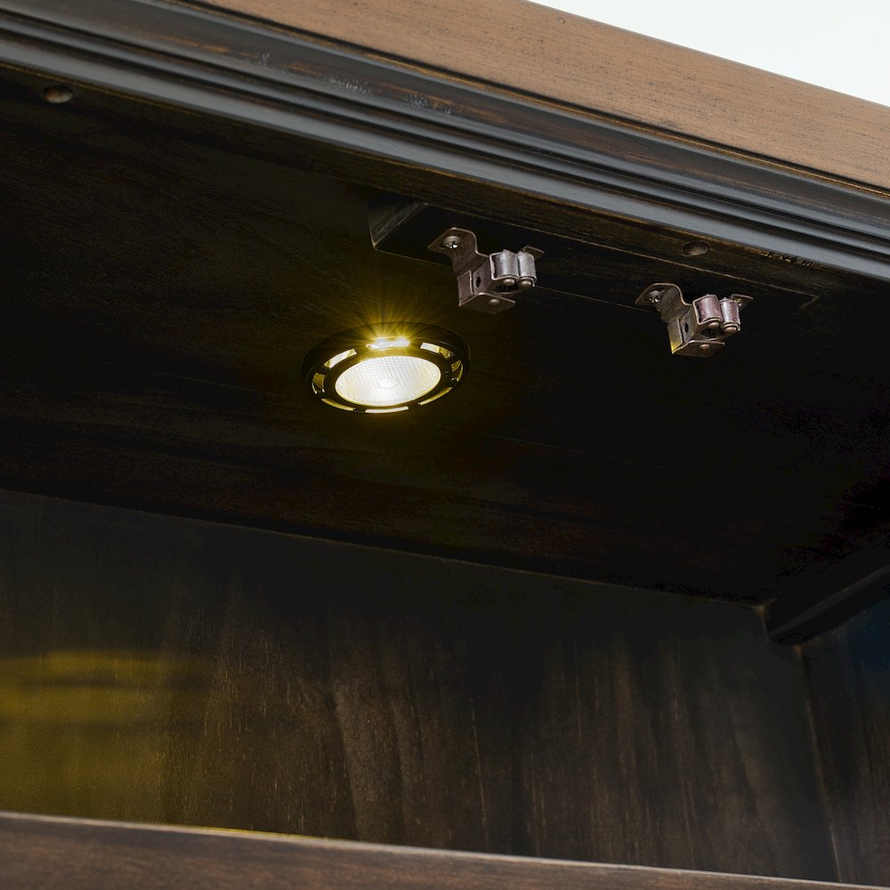 Johnshaven Server and Hutch with LED Light in Espresso and Brown. Picture 7