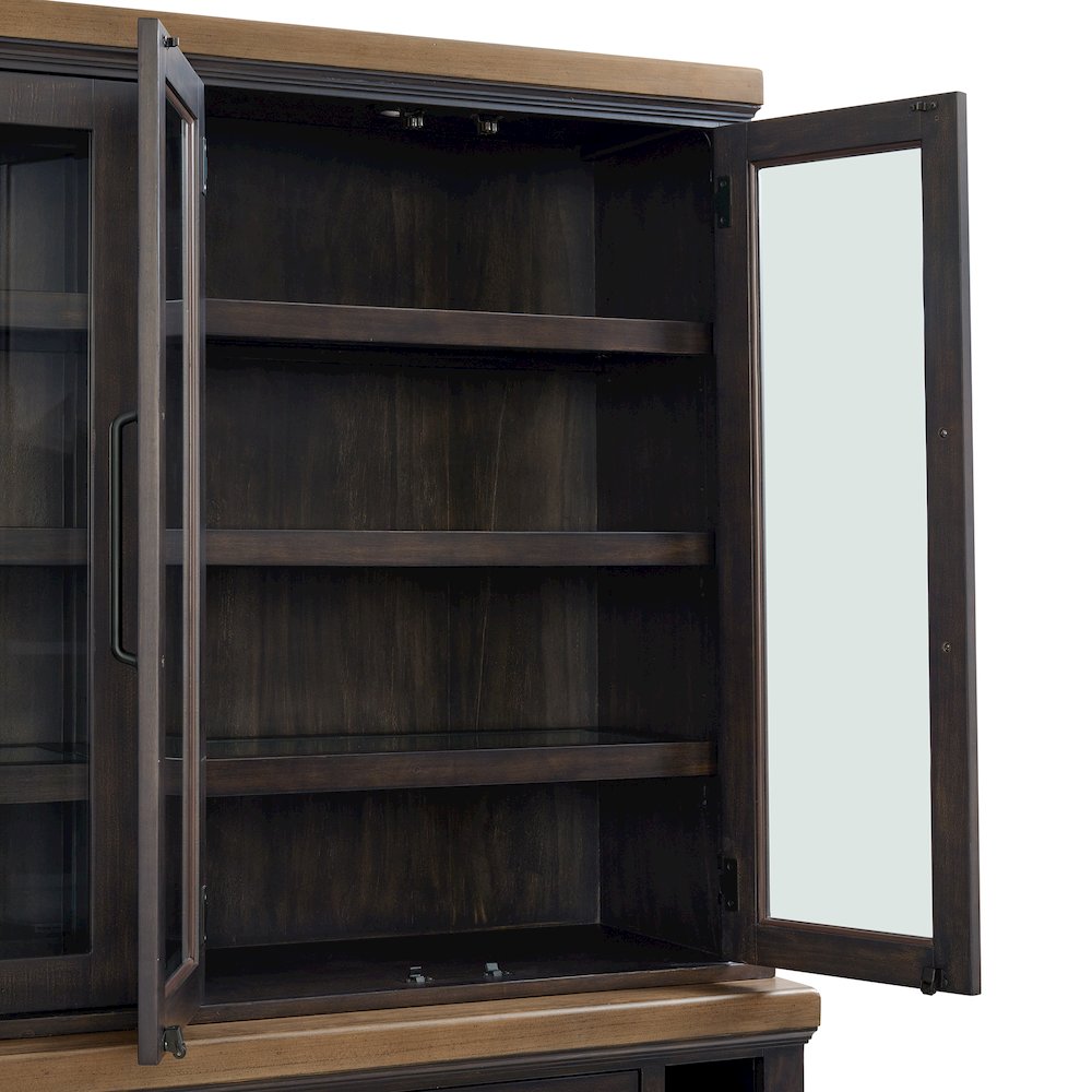 Johnshaven Server and Hutch with LED Light in Espresso and Brown. Picture 8