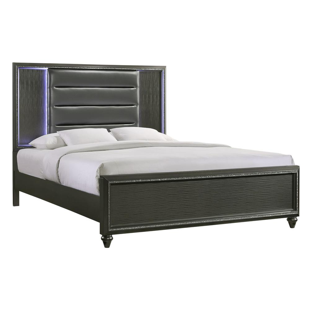 Faris King Panel 3PC Bedroom Set in Black. Picture 2