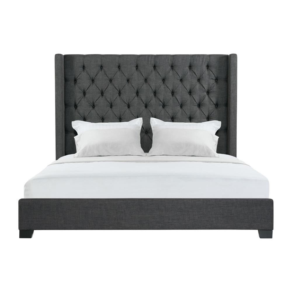 Arden King Tufted Upholstered Bed in Charcoal. Picture 4