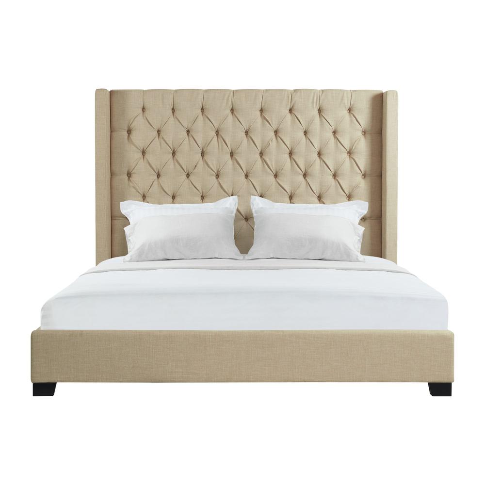 Picket House Furnishings Arden King Tufted Upholstered Bed in Natural. Picture 4