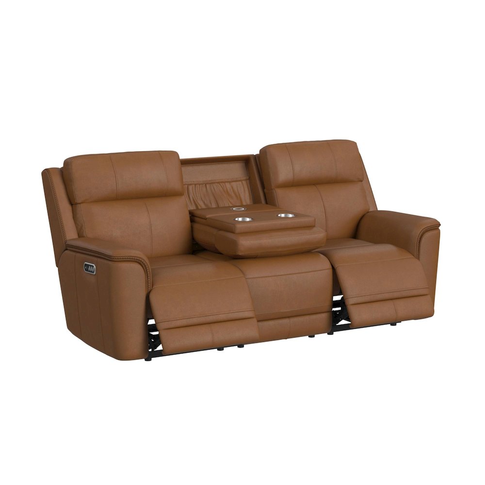 Mustang 3PC Living Room Set in Aline Butternut-Sofa, Loveseat & Recliner. Picture 3