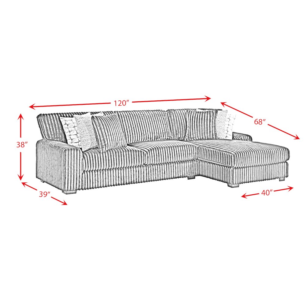 Twilight 2PC Sectional Set in Grand Cord. Picture 6