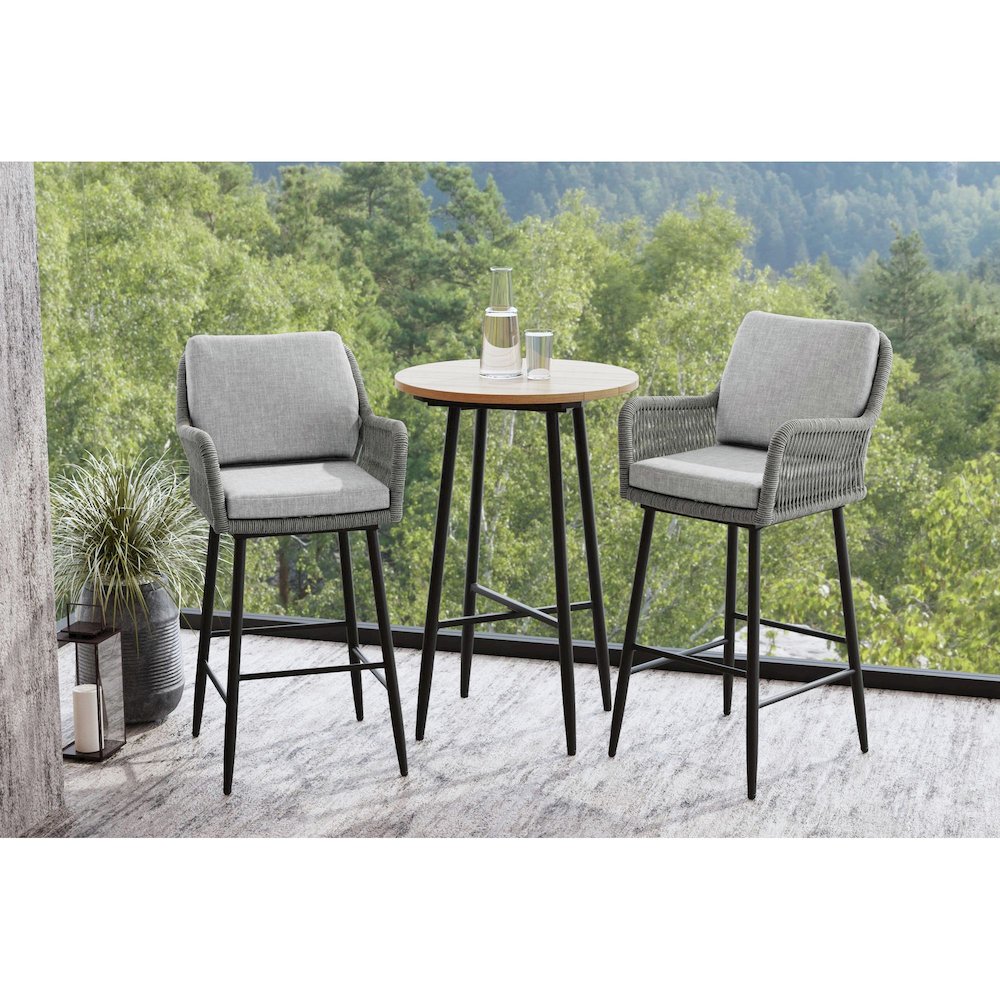 Orlando Barstool with Grey Fabric in Black (2 Per Carton). Picture 2