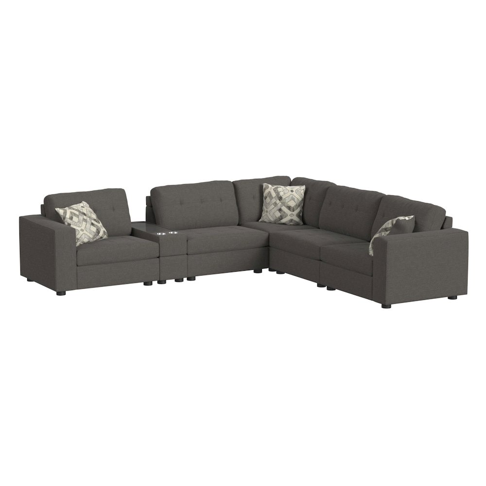 Options One 7PC Living Room Set in Palmer Plus Ash. Picture 2