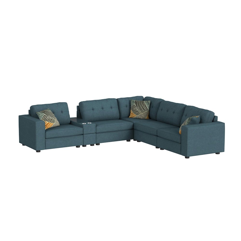Options One 7PC Living Room Set in Palmer Plus Teal. Picture 2