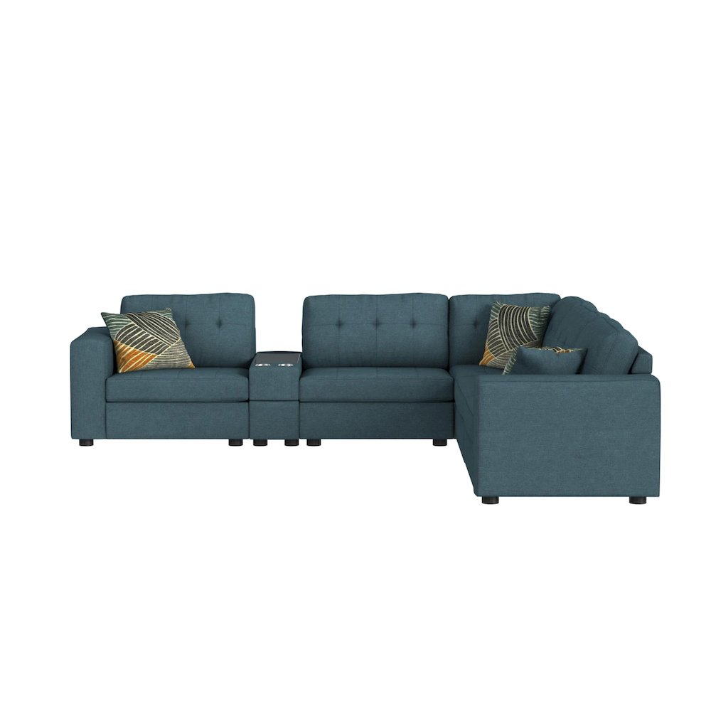 Options One 7PC Living Room Set in Palmer Plus Teal. Picture 3