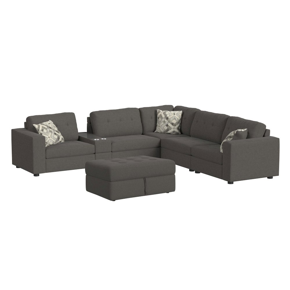 Options One 7PC Living Room Set in Palmer Plus Ash. Picture 1