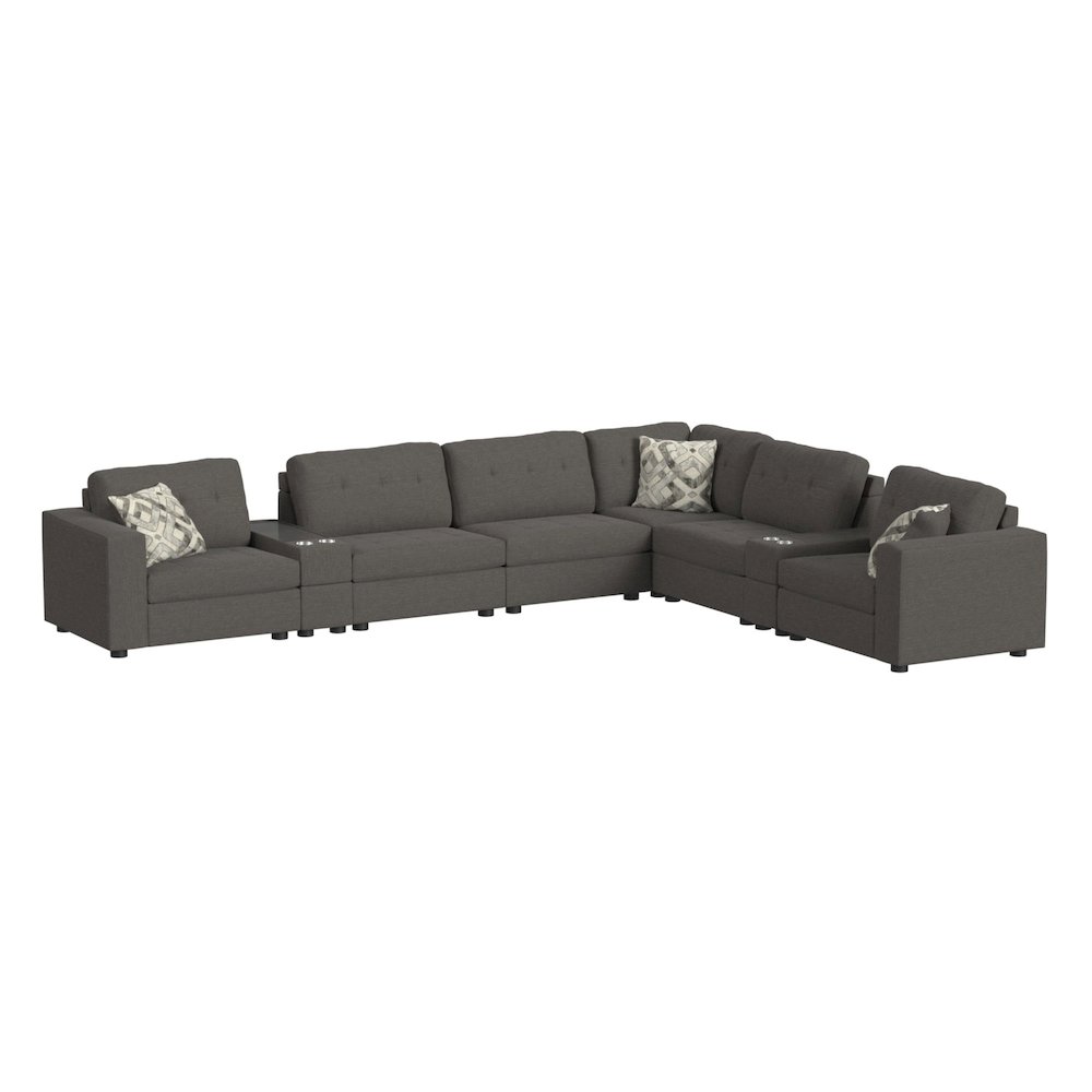 Options One 9PC Living Room Set in Palmer Plus Ash. Picture 2