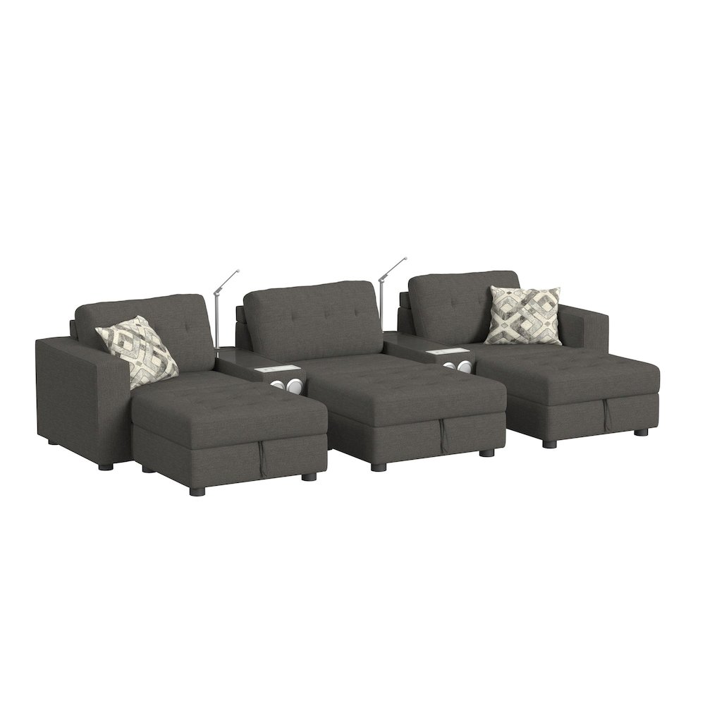 Options One 8PC Living Room Set in Palmer Plus Ash with Media Console. Picture 1