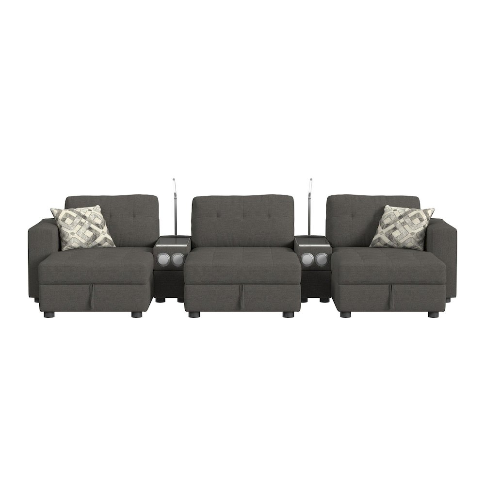 Options One 8PC Living Room Set in Palmer Plus Ash with Media Console. Picture 2