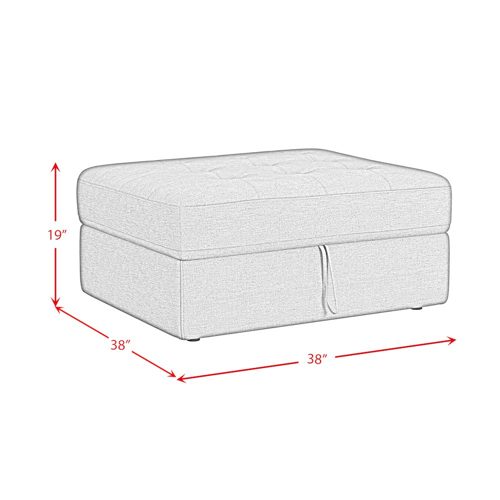Options One Storage Ottoman in Palmer Plus Ash. Picture 8